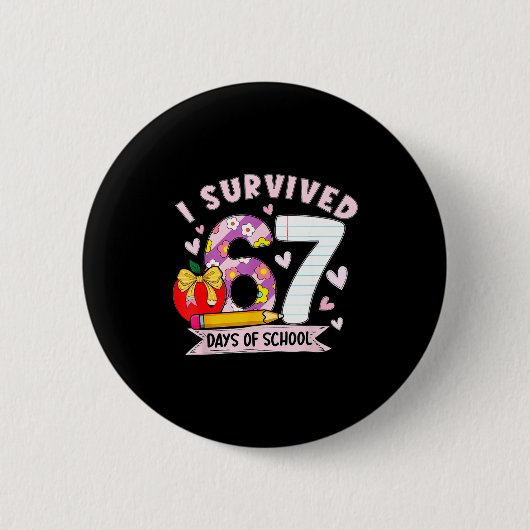 I Survived 67 Days Of School Funny Leopard Student Ronde Button 5,7 Cm (Voorkant)