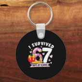 I Survived 67 Days Of School Funny Leopard Student Sleutelhanger (Voorkant)