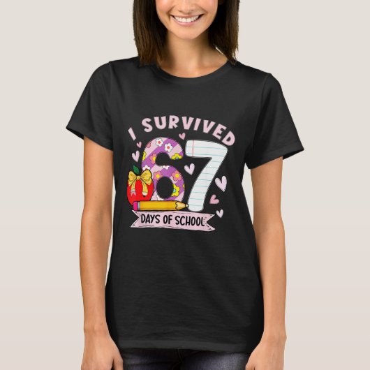 I Survived 67 Days Of School Funny Leopard Student T-shirt (Voorkant)