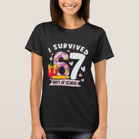 I Survived 67 Days Of School Funny Leopard Student T-shirt (Voorkant)