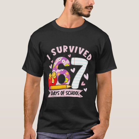 I Survived 67 Days Of School Funny Leopard Student T-shirt (Voorkant)