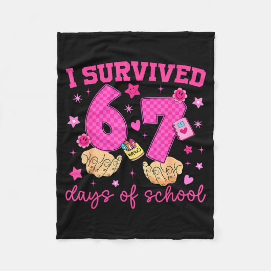 I Survived 67 Days Of School Funny Meme Boy Girl T Fleece Deken (Voorkant)