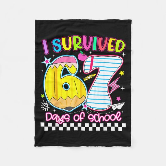 I Survived 67 Days Of School Funny Meme Boy Girl T Fleece Deken (Voorkant)