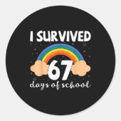 I Survived 67 Days Of School Funny Meme Student Te Ronde Sticker (Voorkant)