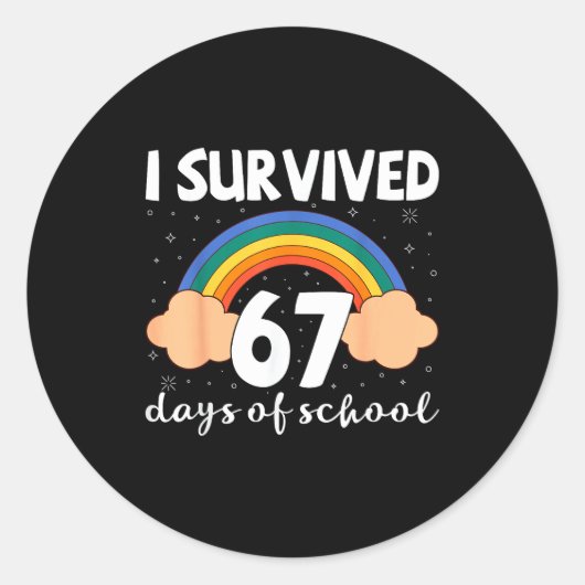 I Survived 67 Days Of School Funny Meme Student Te Ronde Sticker (Voorkant)