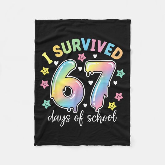 I Survived 67 Days Of School Funny Meme Teacher St Fleece Deken (Voorkant)