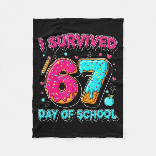 I Survived 67 Days Of School Funny Meme Teacher St Fleece Deken (Voorkant)