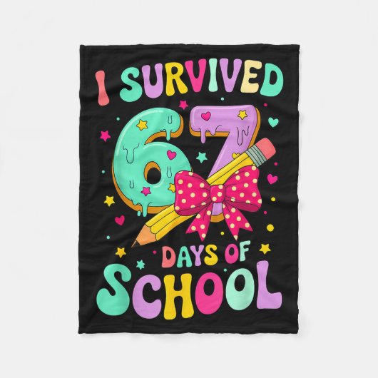 I Survived 67 Days Of School Funny Meme Teacher St Fleece Deken (Voorkant)