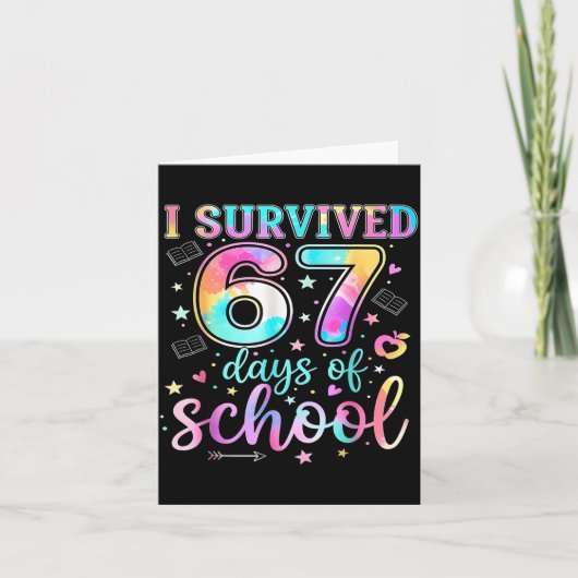 I Survived 67 Days Of School Funny Meme Teacher St Kaart (Voorkant)