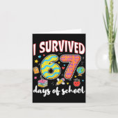 I Survived 67 Days Of School Funny Meme Teacher St Kaart (Voorkant)