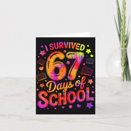 I Survived 67 Days Of School Funny Meme Teacher St Kaart (Voorkant)