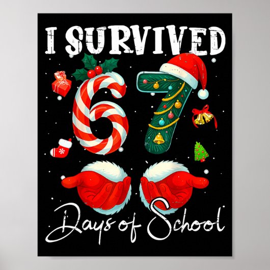 I Survived 67 Days Of School Funny Meme Teacher St Poster (Voorkant)