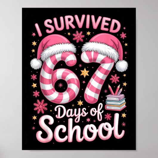 I Survived 67 Days Of School Funny Meme Teacher St Poster (Voorkant)