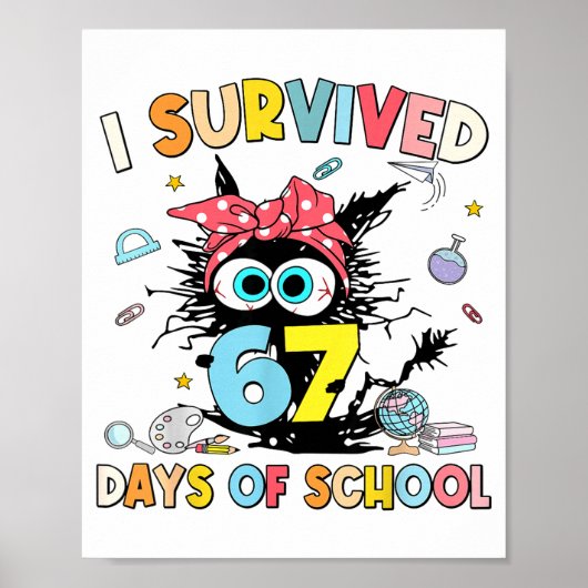 I Survived 67 Days Of School Funny Meme Teacher St Poster (Voorkant)