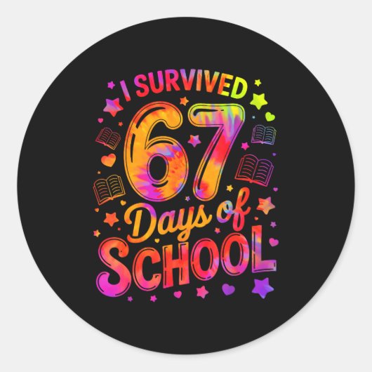 I Survived 67 Days Of School Funny Meme Teacher St Ronde Sticker (Voorkant)