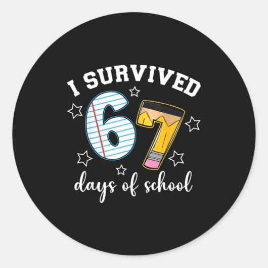 I Survived 67 Days Of School Funny Meme Teacher St Ronde Sticker (Voorkant)