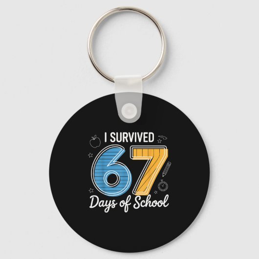 I Survived 67 Days Of School Funny Meme Teacher St Sleutelhanger (Voorkant)