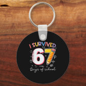 I Survived 67 Days Of School Funny Meme Teacher St Sleutelhanger (Voorkant)