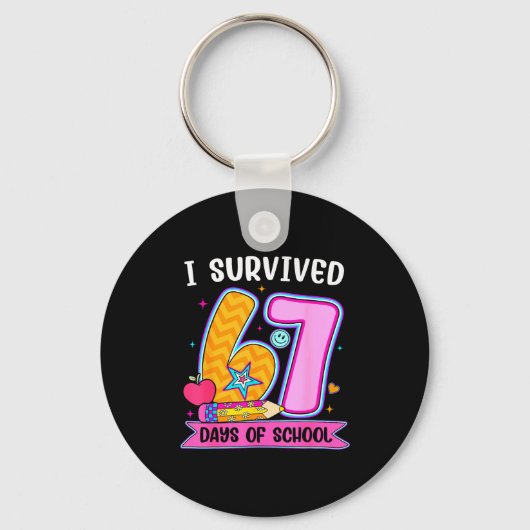 I Survived 67 Days Of School Funny Meme Teacher St Sleutelhanger (Voorkant)