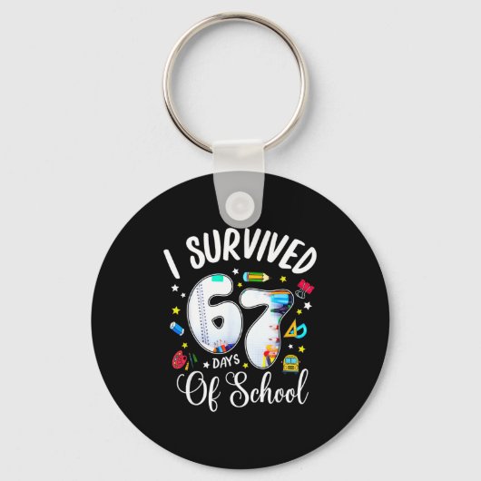 I Survived 67 Days Of School Funny Meme Teacher St Sleutelhanger (Voorkant)
