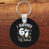 I Survived 67 Days Of School Funny Meme Teacher St Sleutelhanger (Voorkant)
