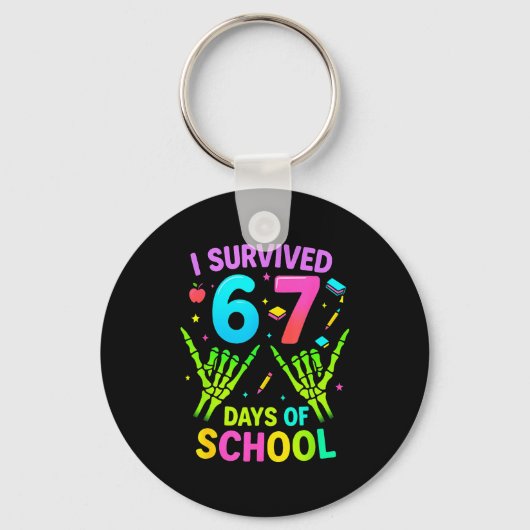 I Survived 67 Days Of School Funny Meme Teacher St Sleutelhanger (Voorkant)