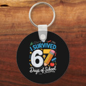 I Survived 67 Days Of School Funny Meme Teacher St Sleutelhanger (Voorkant)