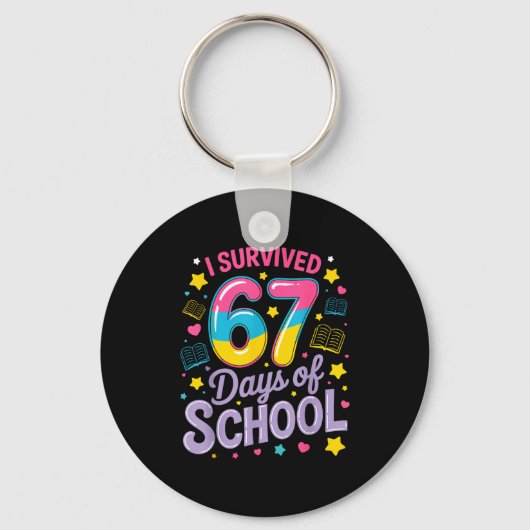 I Survived 67 Days Of School Funny Meme Teacher St Sleutelhanger (Voorkant)
