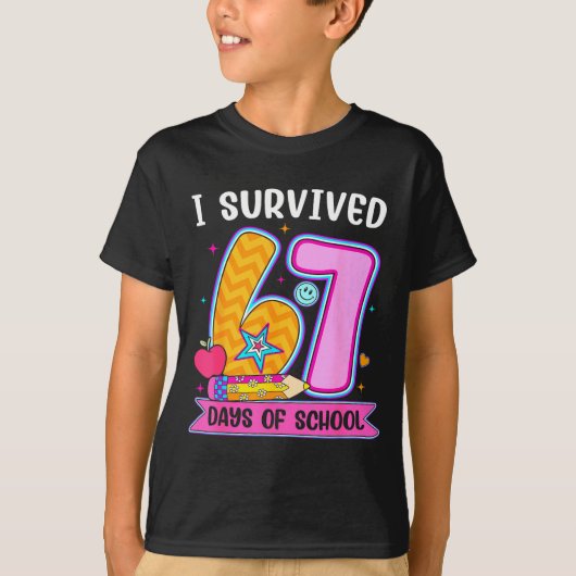 I Survived 67 Days Of School Funny Meme Teacher St T-shirt (Voorkant)