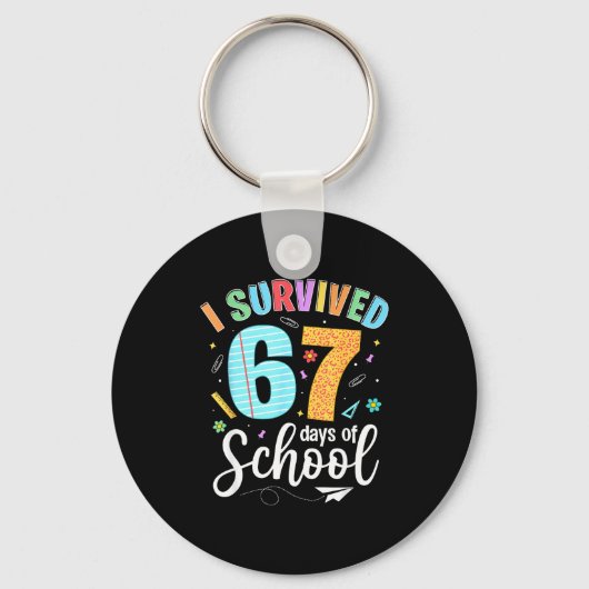 I Survived 67 Days Of School Funny Meme Teachers S Sleutelhanger (Voorkant)