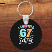 I Survived 67 Days Of School Funny Meme Teachers S Sleutelhanger (Voorkant)