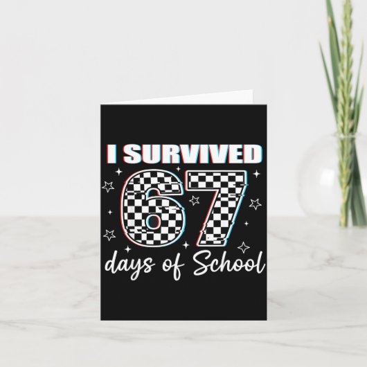 I Survived 67 Days Of School Funny Retro 67 Meme S Kaart (Voorkant)