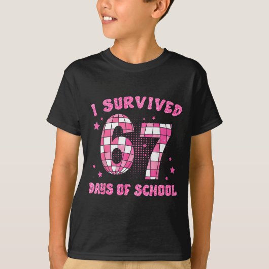 I Survived 67 Days Of School Funny Retro 67 Meme S T-shirt (Voorkant)