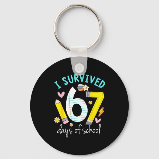 I Survived 67 Days Of School Funny Six Seven 6 7 M Sleutelhanger (Voorkant)