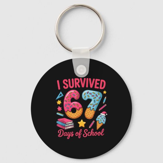 I Survived 67 Days Of School Funny Six Seven 6 7 M Sleutelhanger (Voorkant)
