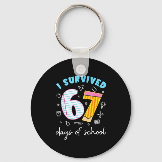 I Survived 67 Days Of School Funny Six Seven 6 7 M Sleutelhanger (Voorkant)