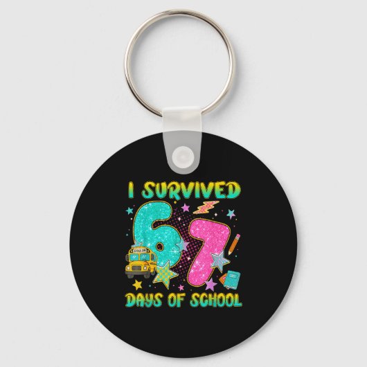 I Survived 67 Days Of School Funny Six Seven 6 7 M Sleutelhanger (Voorkant)