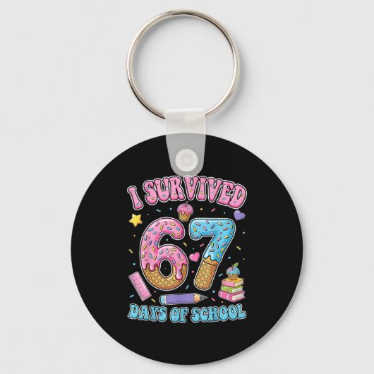 I Survived 67 Days Of School Funny Six Seven 6 7 M Sleutelhanger (Voorkant)