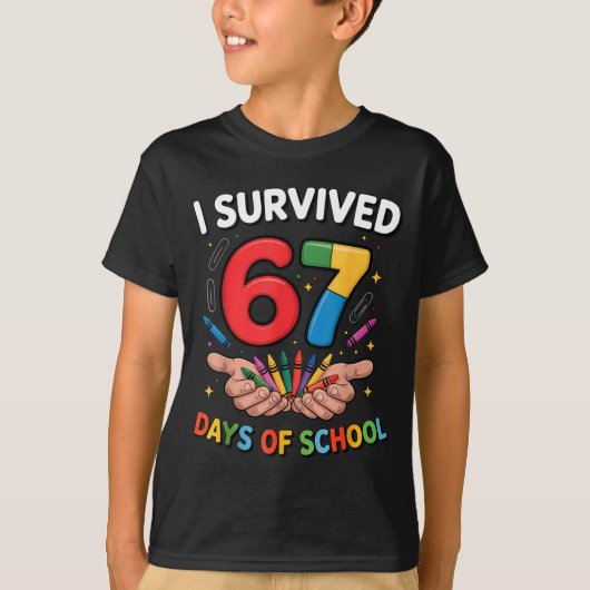 I Survived 67 Days Of School Funny Six Seven 6 7 M T-shirt (Voorkant)