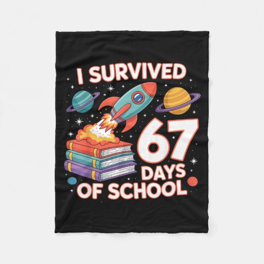 I Survived 67 Days Of School Funny Six Seven Space Fleece Deken (Voorkant)