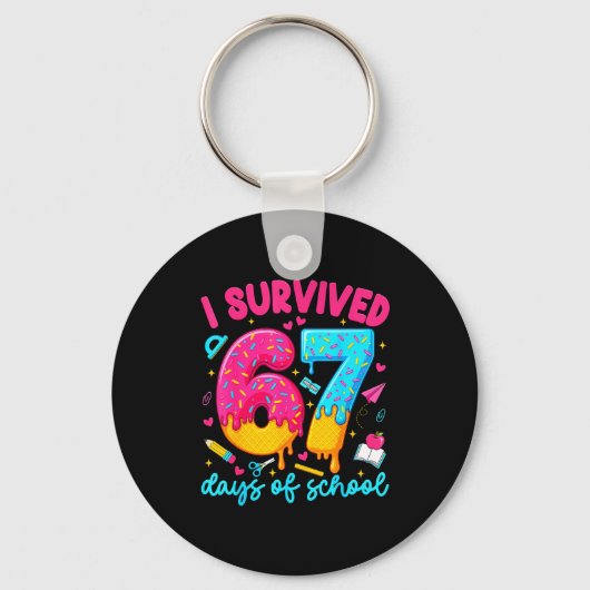 I Survived 67 Days Of School Funny Six Seven Teach Sleutelhanger (Voorkant)