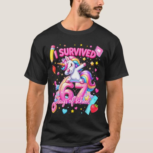 I Survived 67 Days Of School Funny Six Seven Teach T-shirt (Voorkant)