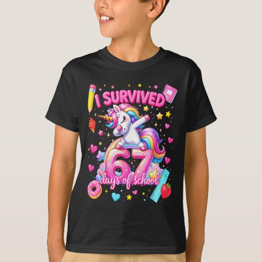 I Survived 67 Days Of School Funny Six Seven Teach T-shirt (Voorkant)