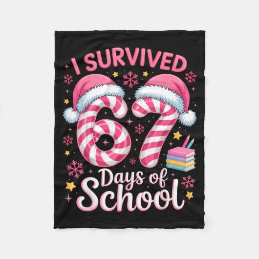 I Survived 67 Days Of School Funny Student Winter Fleece Deken (Voorkant)