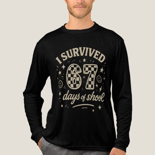 I Survived 67 Days of School Funny Teacher Meme Tri-Blend Shirt (Voorkant volledig)
