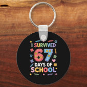 I Survived 67 Days Of School - Funny Teachers Stud Sleutelhanger (Voorkant)