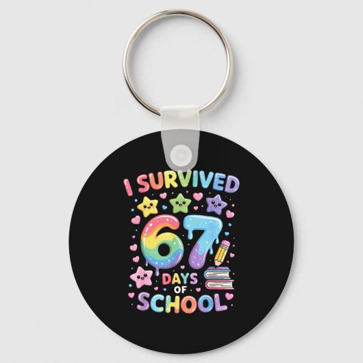 I Survived 67 Days Of School - Funny Teachers Stud Sleutelhanger (Voorkant)