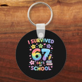 I Survived 67 Days Of School - Funny Teachers Stud Sleutelhanger (Voorkant)