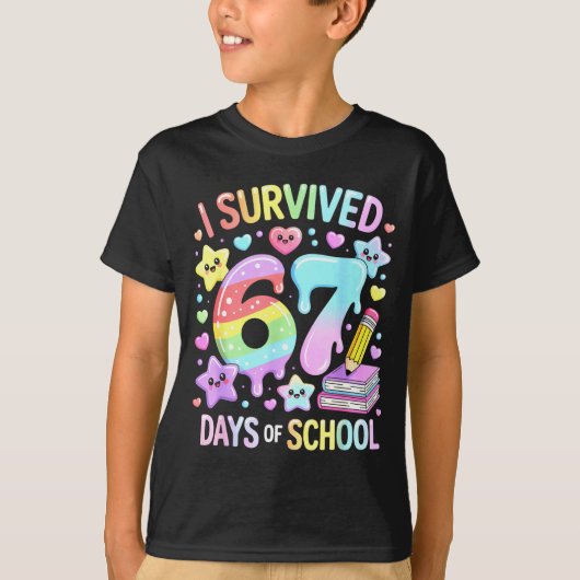 I Survived 67 Days Of School - Funny Teachers Stud T-shirt (Voorkant)