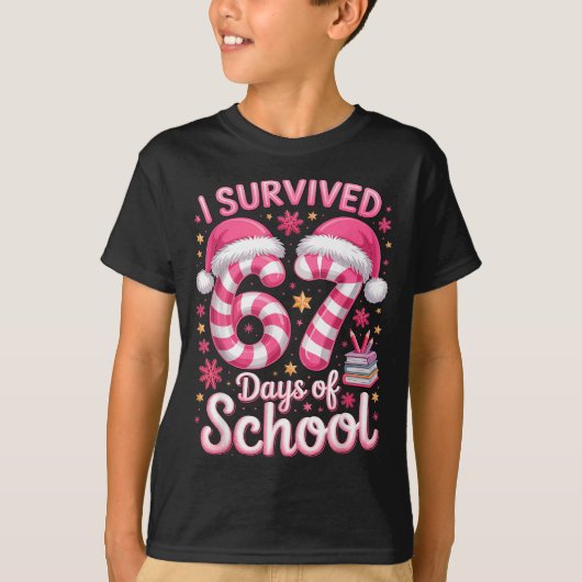 I Survived 67 Days Of School - Funny Teachers Stud T-shirt (Voorkant)